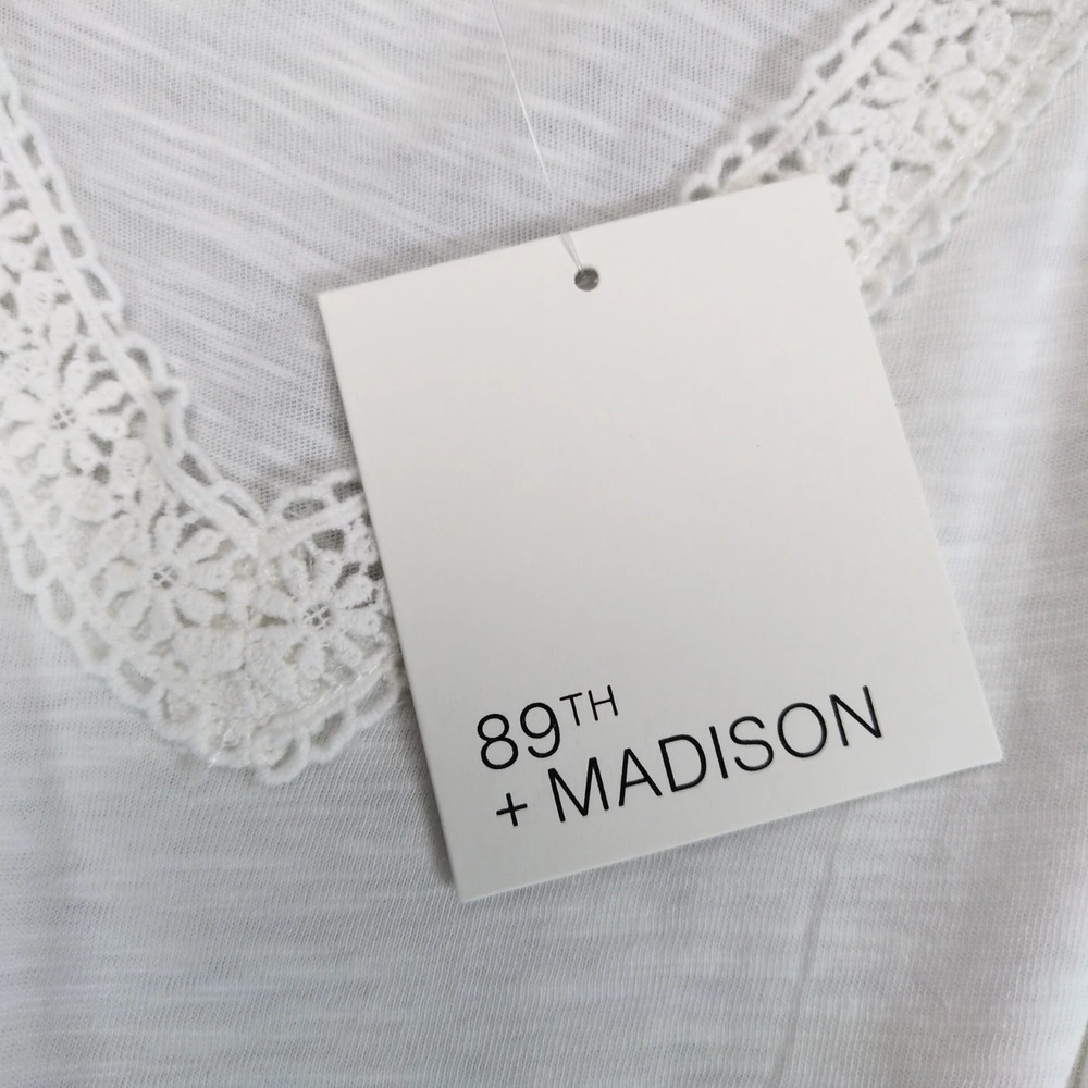 NWT 89th + Madison White Crochet Lace Tank Top Womens 1X Open Shoulder/Arm Boxy - Picture 2 of 8